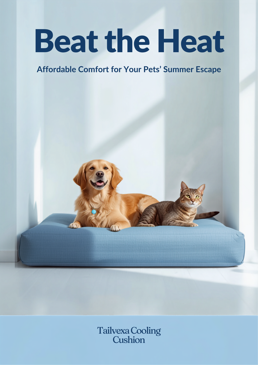 Tailvexa Cooling Cushion - square ice-pad mat for pet crates and kennels